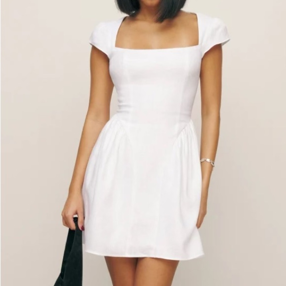 Reformation Oaklyn Linen Dress White